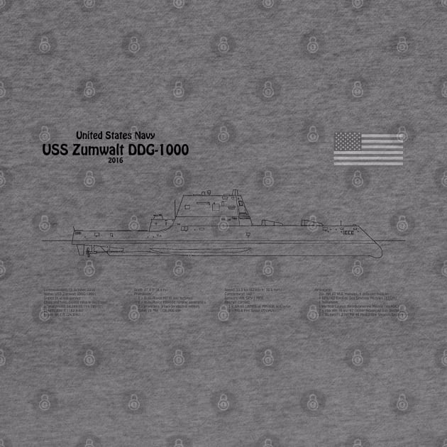 USS Zumwalt DDG-1000 Destroyer ship plans - SDpng by SPJE Illustration Photography